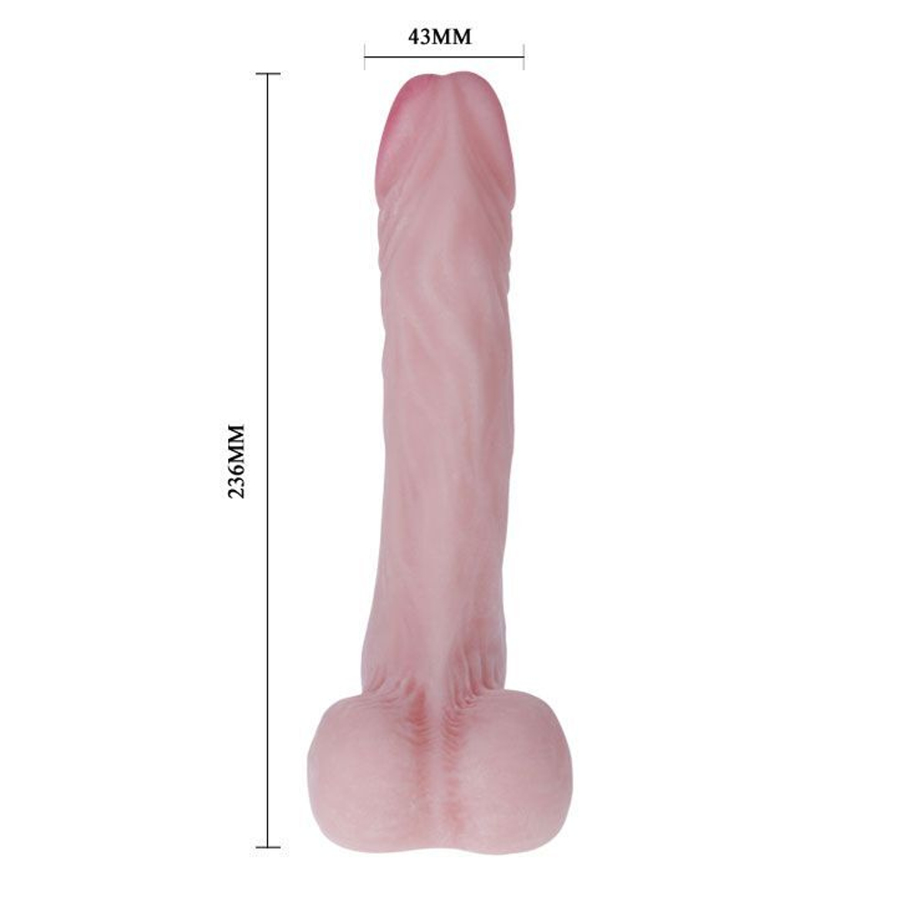 Baile BW-008070NG – телесный фаллоимитатор на присоске с внутренним хребтом, 23,5 см