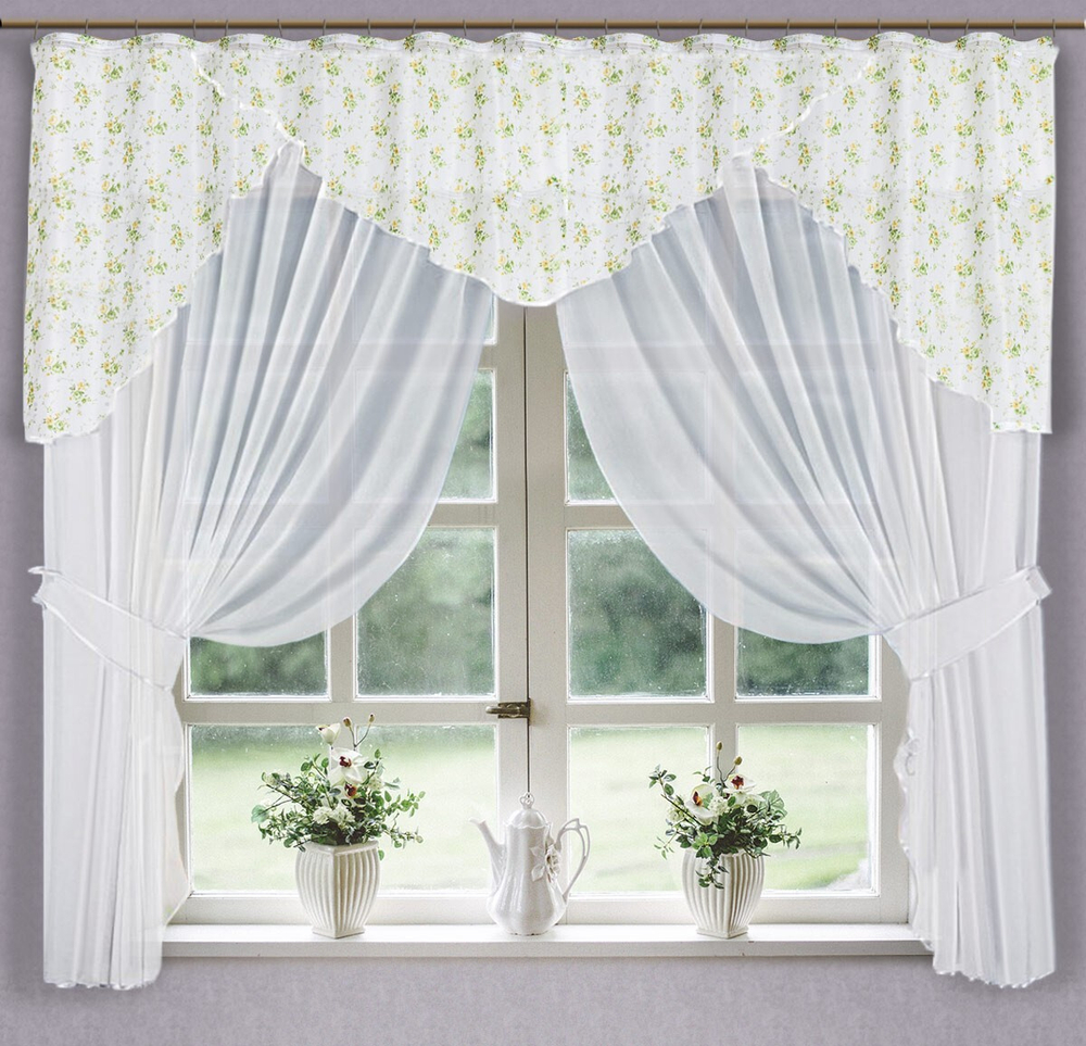 Комплект из вуали "Ф. ВИРДЖИНИЯ", цвет бело-зелёный, Польша.