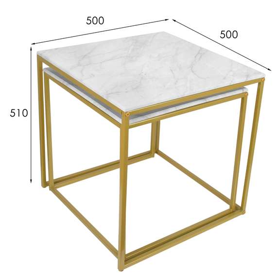 Стол журнальный МеталлАрт М002 белый мрамор/золото