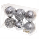 Новогодние шары 6 см (набор 6 шт) «Волшебный вечер», Серебро