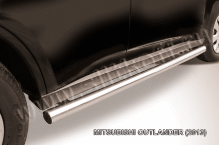 Пороги из нержавейки Mitsubishi Outlander (2012-2015) d57 труба (черный цвет)