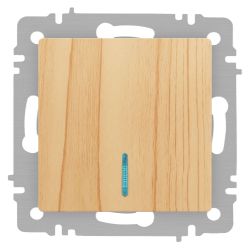 Выключатель Intro Accent 6-102-11 с подсветкой, 10А-250В, IP20, СУ, AL/CU, сосна