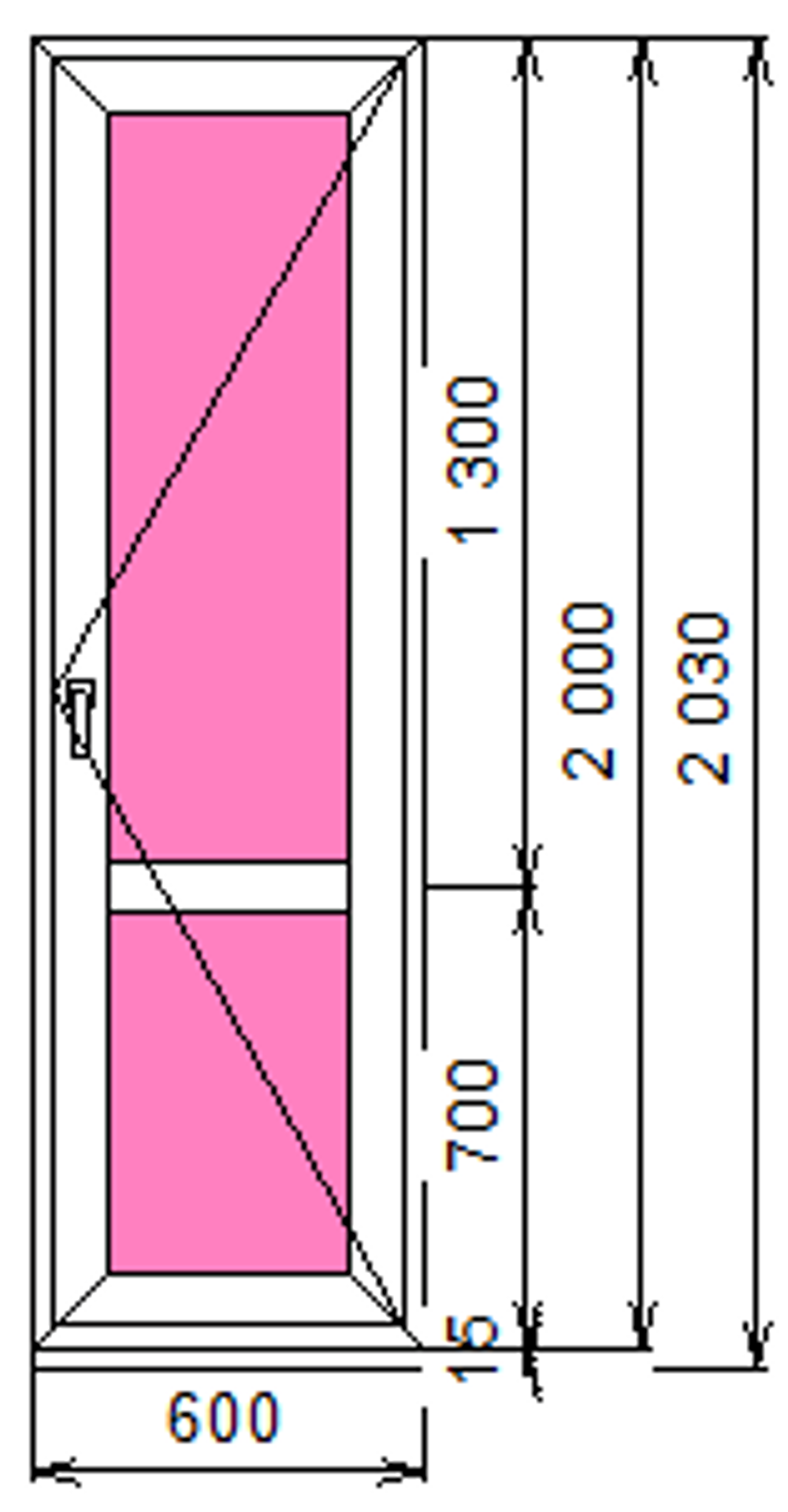 Дверь из ПВХ 2000 х 600