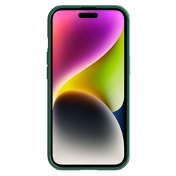 Чехол зеленого цвета (Deep Green) от Nillkin c поддержкой MagSafe для iPhone 15, с защитной шторкой камеры, серия CamShield Pro Magnetic