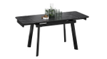 Стол кухонный обеденный раздвижной Черный муар/Керамика матовая черный мрамор 110(169)х70х77 см
