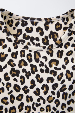 ZARA ТОП ИЗ ТКАНИ С АНИМАЛИСТИЧЕСКИМ ПРИНТОМ, ЛЕОПАРДОВЫЙ