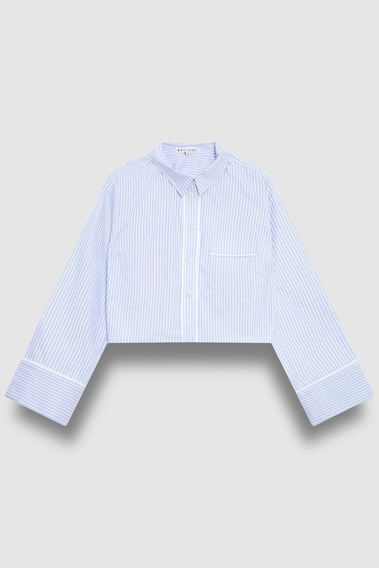 Костюм с шортами в полоску, голубой