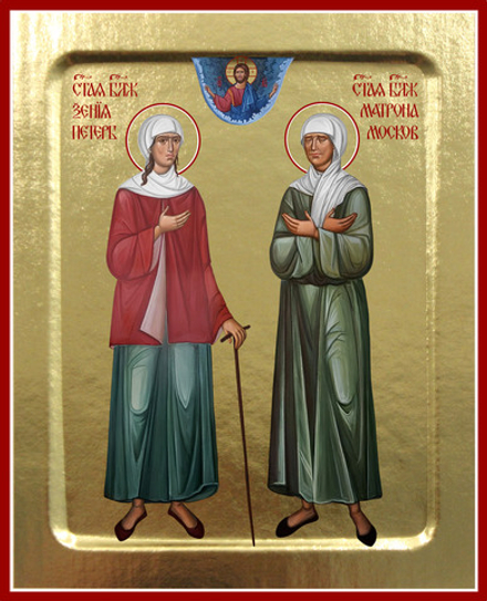 Икона Ксении Петербургской и Матроны Московской на дереве: 125 х 160 (Синопсисъ)
