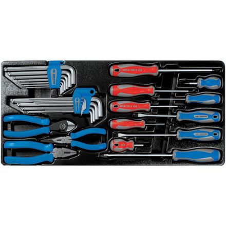 Цена на KING TONY (9-90129CR) Набор отверток, пассатижей и шестигранников Г-образных, ложемент, 29 предметов