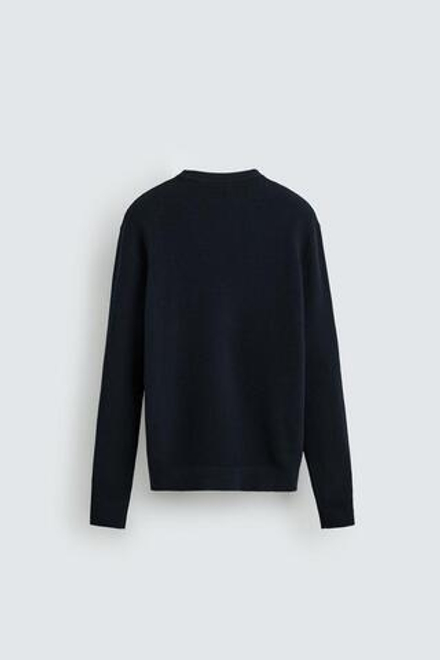 ZARA ДЖЕМПЕР КЛАССИЧЕСКОГО КРОЯ С РЕЛЬЕФНОЙ ТКАНЬЮ, МОРСКОЙ СИНИЙ