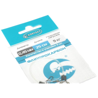 Поводок флюорокарбоновый Контакт 0.35мм 30см 4кг 3шт