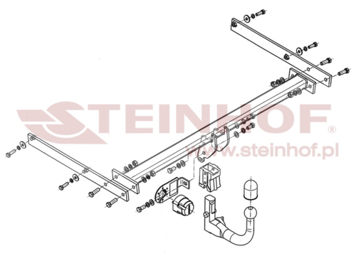 Фаркоп на Ford Focus III хетчбек 5 дверей 05/2011-2018 без подрезки бампера (паспорт и сертификат в комплекте)(без электрики) Steinhof.F-250