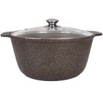 Кастрюля-жаровня 5л со стеклянной крышкой кофейный мрамор жмк52а