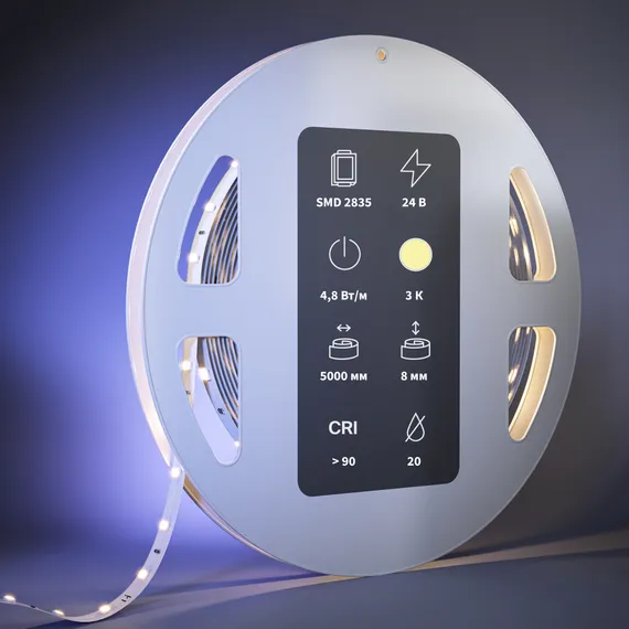 Светодиодная лента Ультра 24В 2835 4,8Вт/м 3000К 5м IP 20 201009 Led Strip 201009
