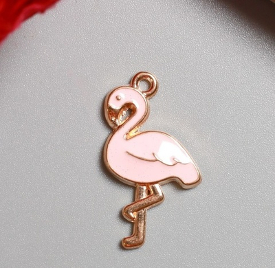 Подвеска "Розовый фламинго" золото 2,8х1,8 см