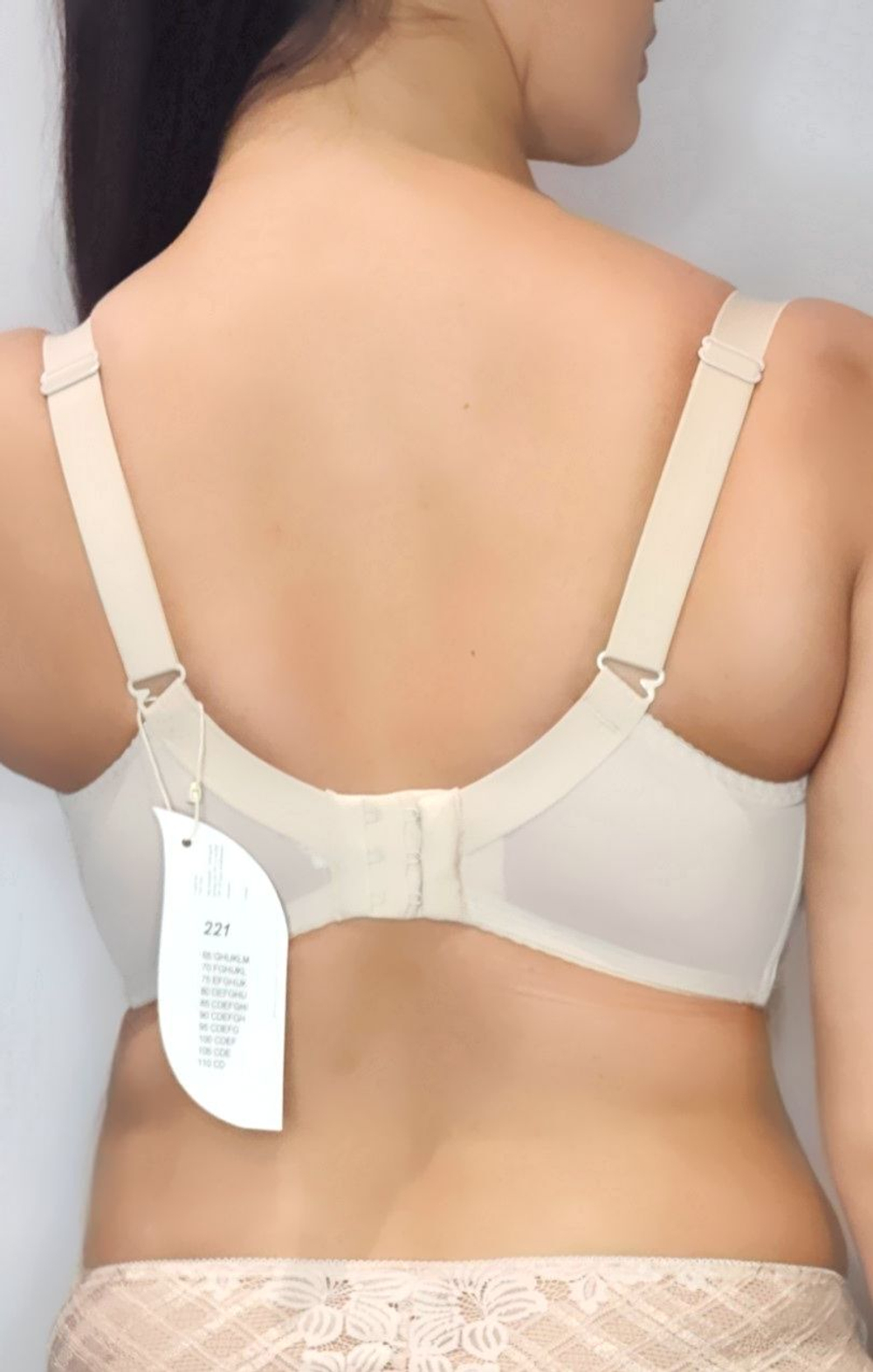 Бюстгальтер-топ +size из гипюра с люрексом (Размер: 65L) (Цвет: телесный)