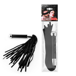 Черная многохвостая плетка с круглой ручкой с шариком на конце - 39 см. (Цвет: черный)