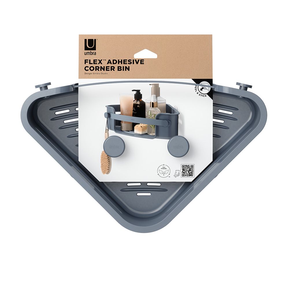 Органайзер для душа Flex Adhesive угловой, голубой