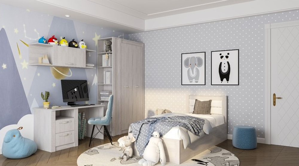 Шкаф 2-х створчатый Монако ШК-37 ясень белый