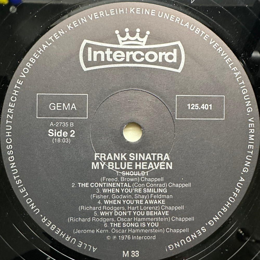 Frank Sinatra ‎– My Blue Heaven (Германия 1976г.)