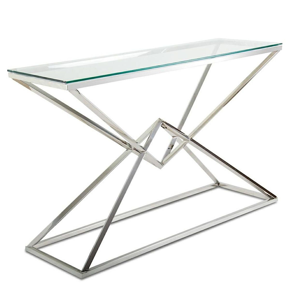 Консольный столик LA ALTA SABINE прозрачное стекло 120*40*78, каркас хром