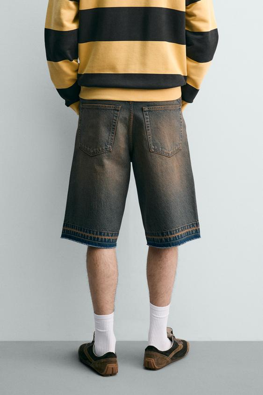 ZARA ДЖИНСОВЫЕ ШОРТЫ RELAXED FIT, ЗЕЛЕНОВАТО-СИНИЙ