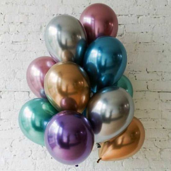 Воздушный шар " Хром" 12", надутый гелием, в ассортименте, без рисунка