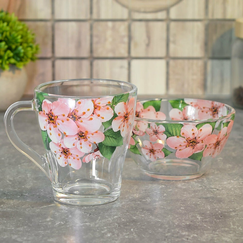 Набор "Ланч" 2 предмета (кружка 250мл, салатник 250мл) "Сакура"