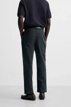 ZARA БРЮКИ REGULAR FIT СО СКЛАДКАМИ, СИНИЙ