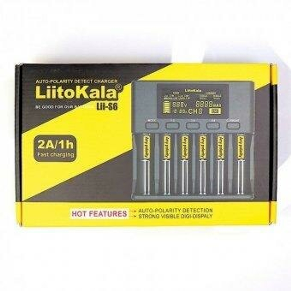Зарядное устройство LiitoKala Lii-S6 для Li-ion, Ni-Mh и Ni-Cd аккумуляторов , 1шт.
