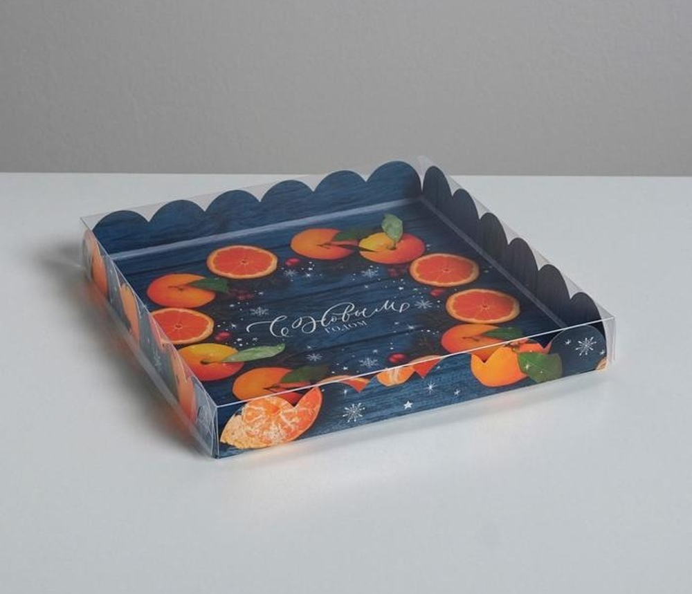 Коробка для десертов с окном 21*21*3см