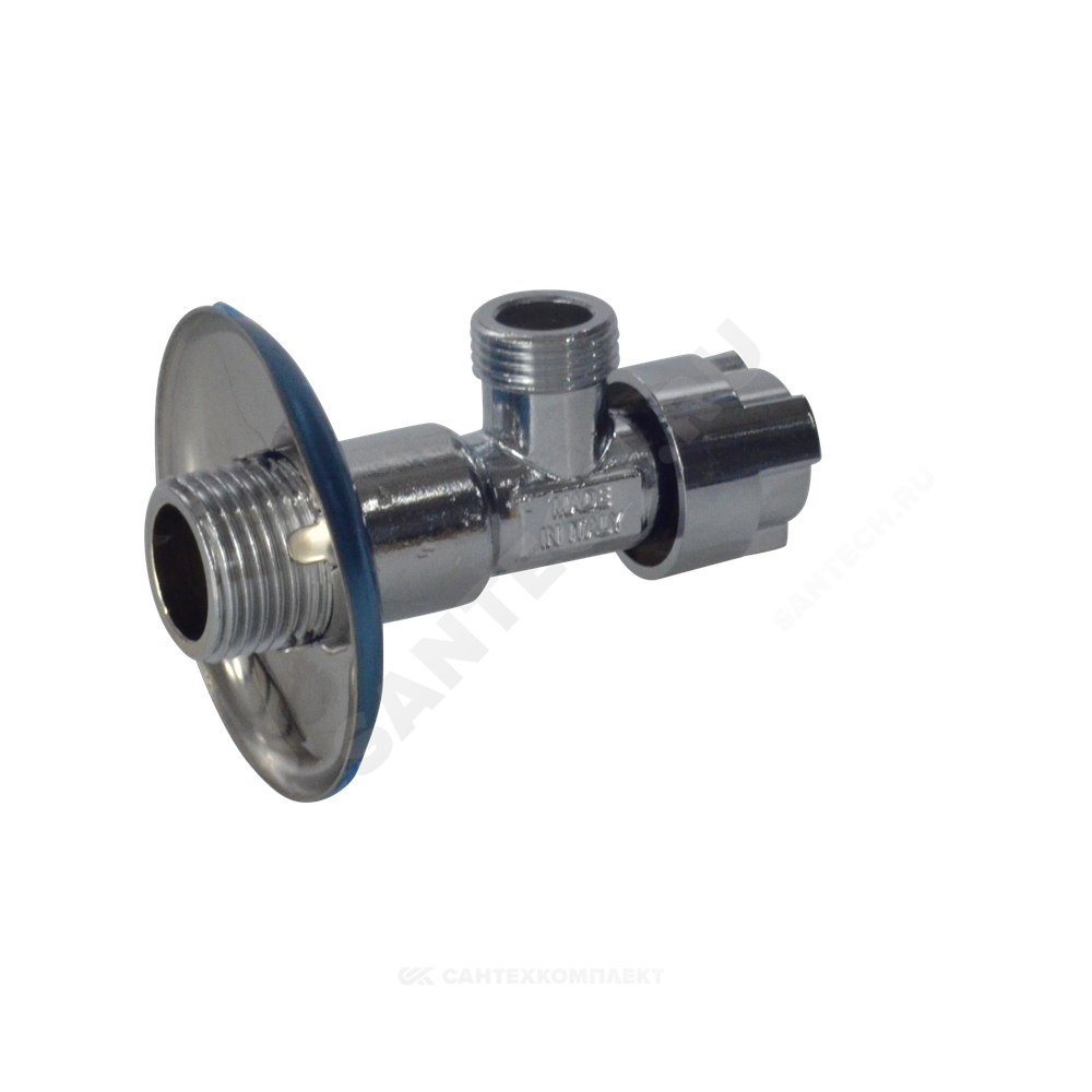Кран латунь бытовой хром угловой G1/2" Ру10 НР маховик с отражателем Icma 90519AD07