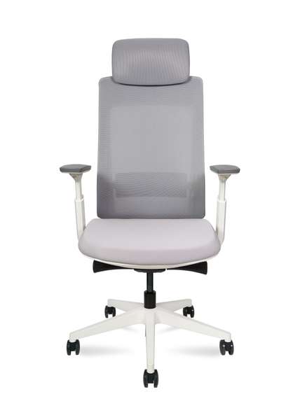 Кресло офисное Норден / Осло / Oslo / серая сетка /серый пластик / база белая