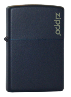 Легендарная классическая американская бензиновая широкая зажигалка ZIPPO Classic Navy Matte™ синяя матовая из латуни и стали с логотипом Zippo ZP-239ZL
