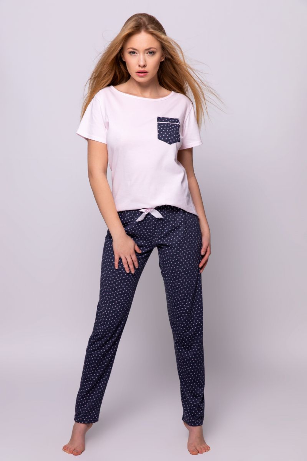 Женская пижама Daisy с брючками (Размер: M) (Цвет: розовый с синим)
