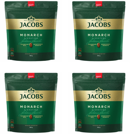 Кофе растворимый Jacobs Monarch, 500 г пакет (Якобс) х 4 шт