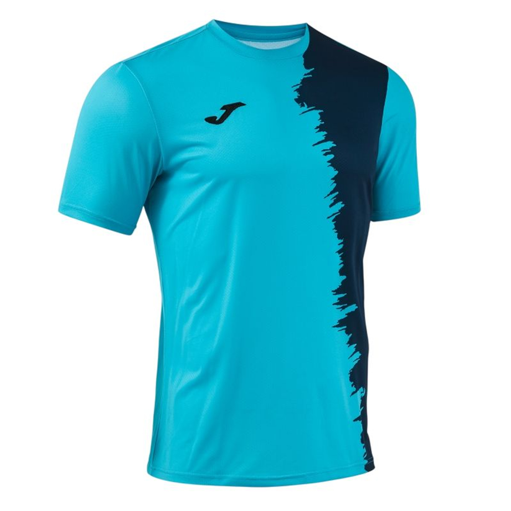 Мужская теннисная футболка Joma Picasho Short Sleeve - fluor turquoise/dark navy