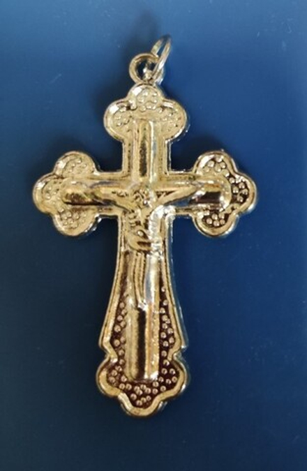 Крест нательный большой (под серебро) 46х30 мм