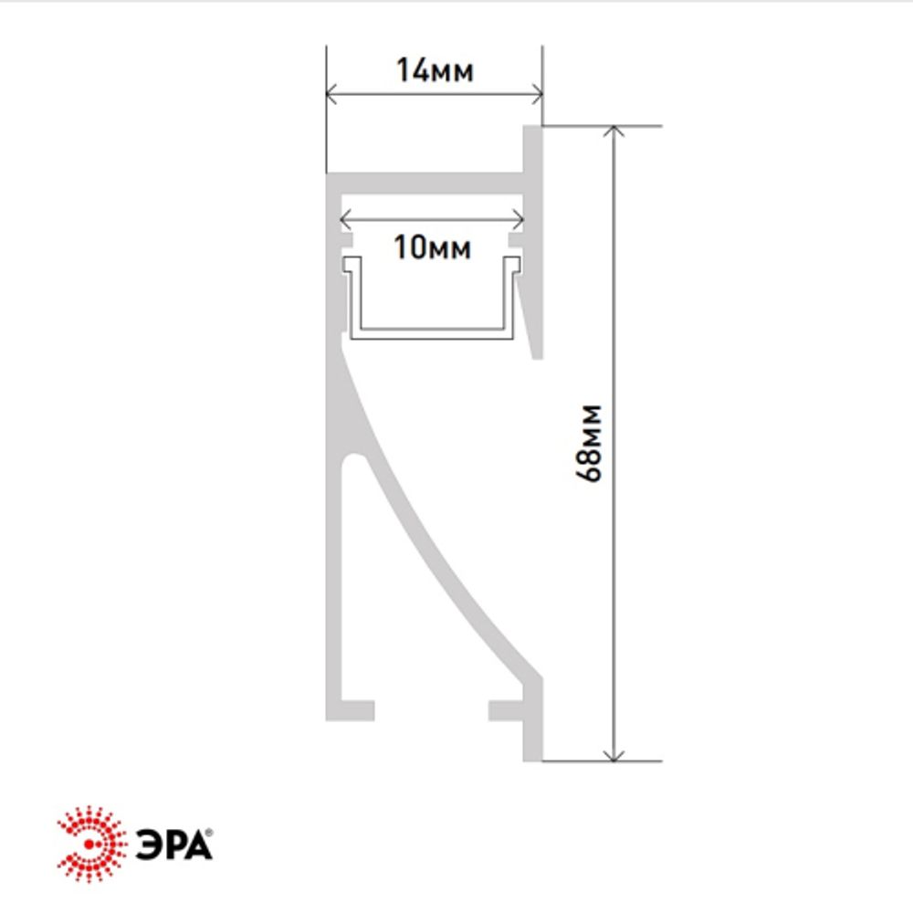Комплект с врезным анодированным профилем ЭРА 6814 68х14мм 2м | Профили для светодиодных лент