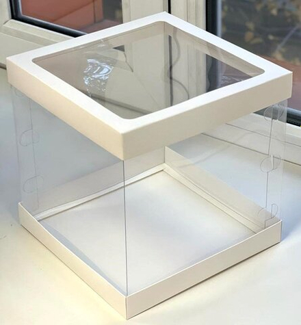 Коробка премиум белая с окном 26х26х28 см