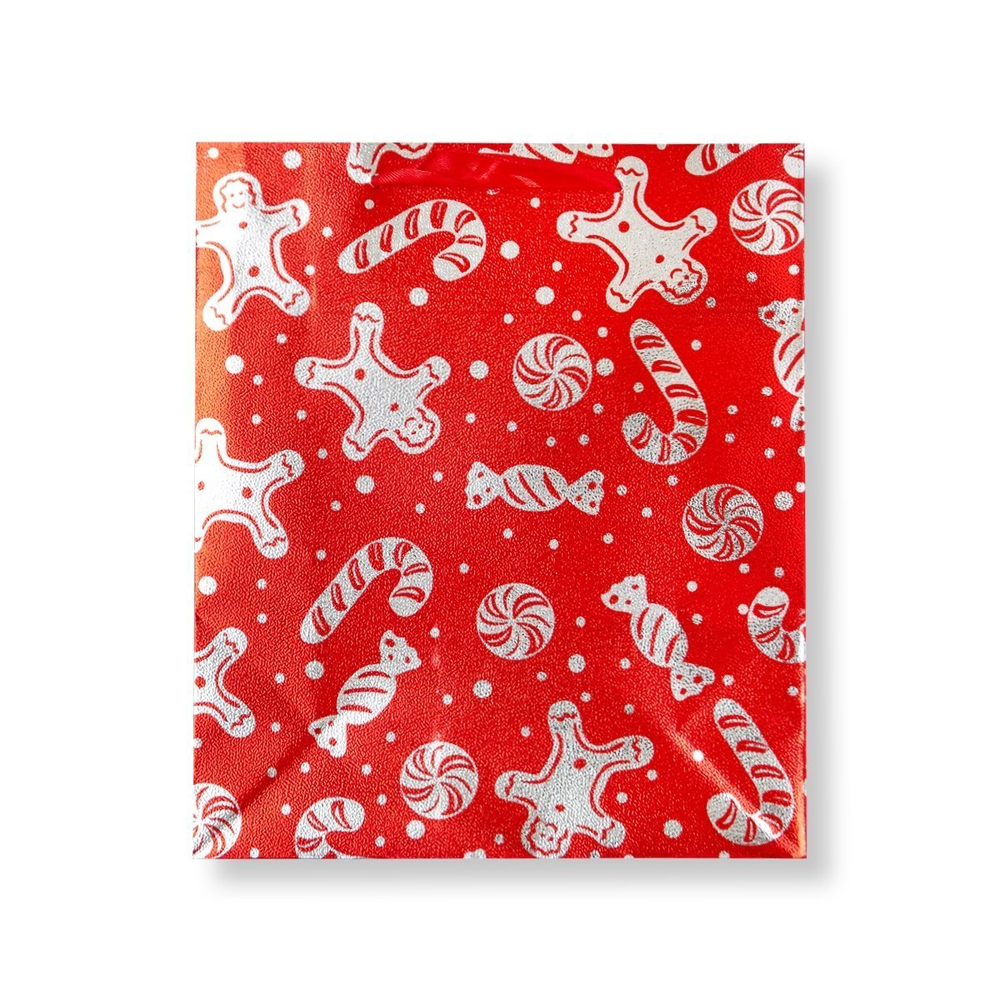 Пакет подарочный бумажный Alingar, (L+) 25,5х33,5х8,5 см, "С Новым годом!", ламинация, тиснение фольга, ассорти