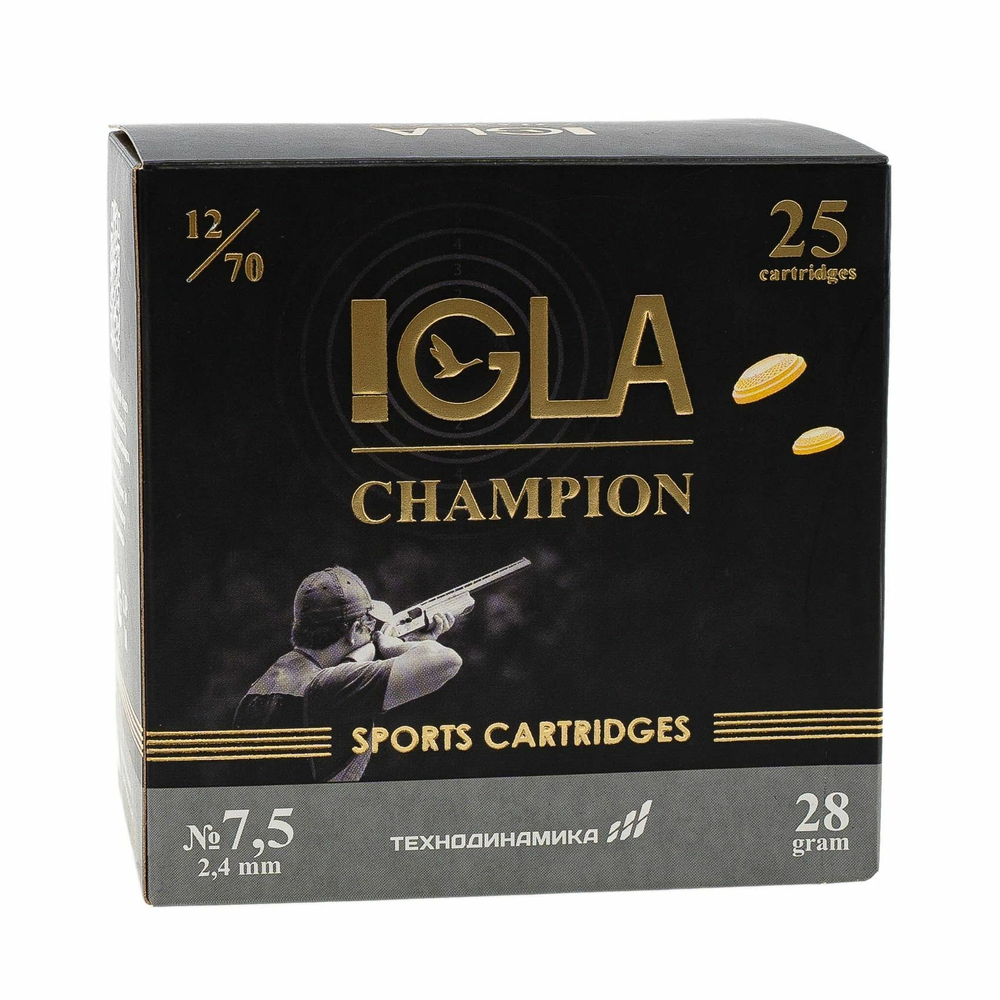 Патрон 12/70 "IGLA-CHAMPION" №7,5 28 гр. спортивный, коробка 25 шт.