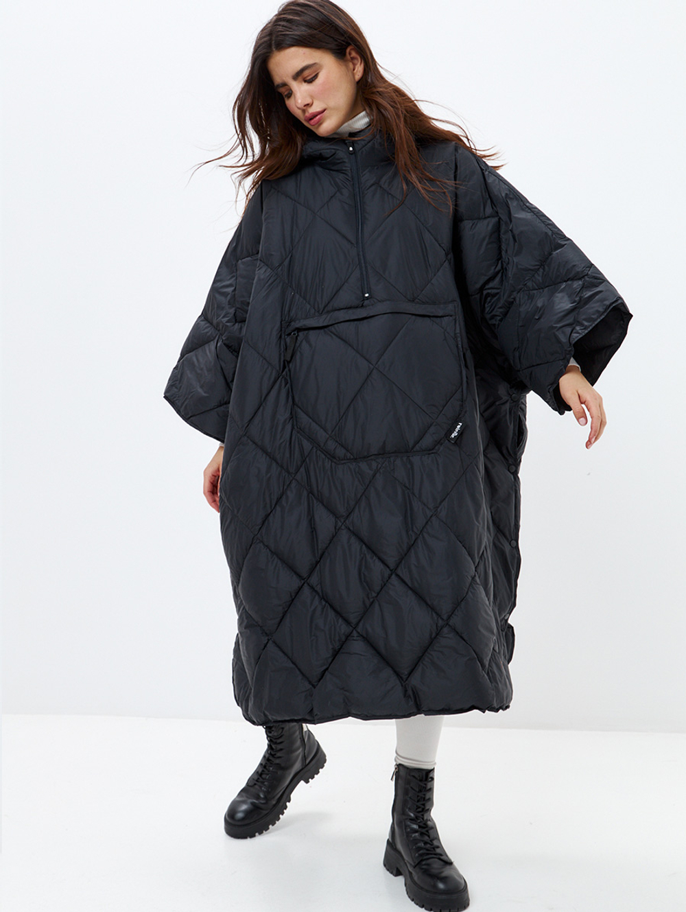 Утеплённое пончо 3 в 1 Shikotan black unisex