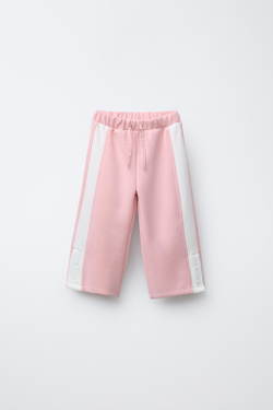 ZARA БРЮКИ ПРЯМОГО КРОЯ ИЗ ВЫСОКОТЕХНОЛОГИЧНОЙ ТКАНИ С ЛАМПАСАМИ, РОЗОВЫЙ