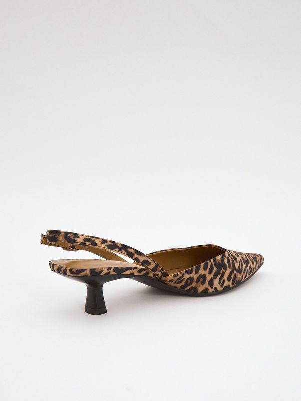 Туфли-мюли из сатина на низком каблуке, леопард