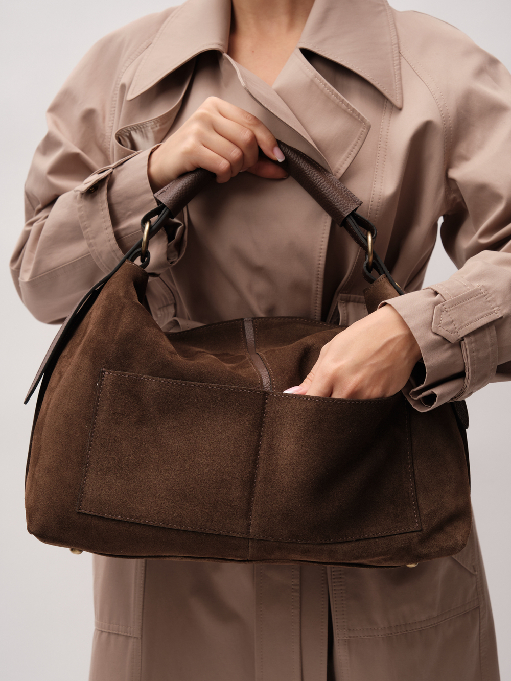 Замшевая сумка Andrea DBR 31374 кофе