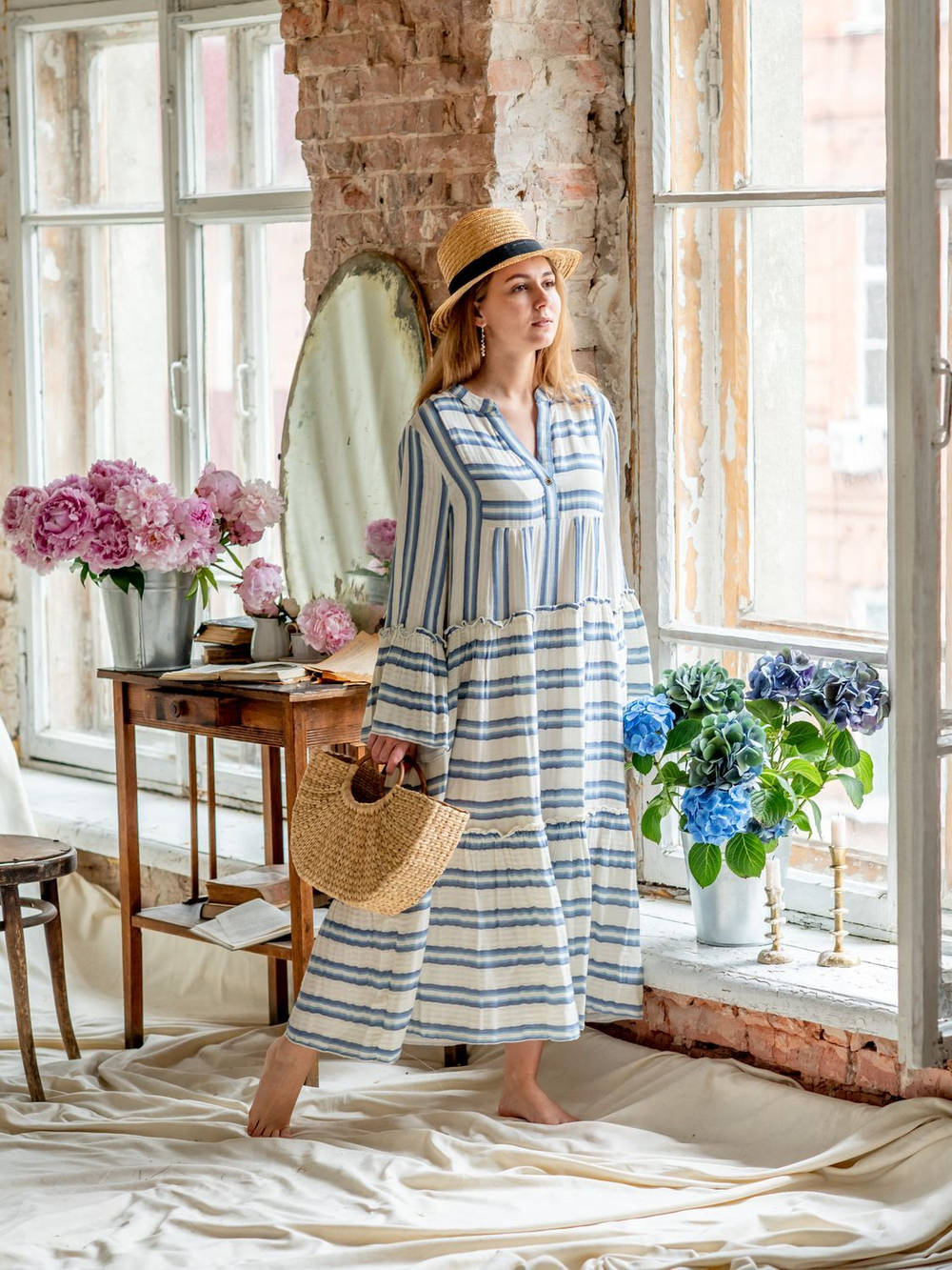 Платье в полоску МОРСКОЕ