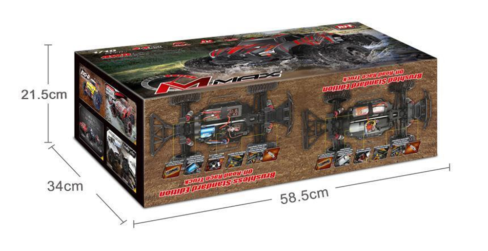 Радиоуправляемый монстр Remo Hobby MMAX Brushless (бесколлекторный) 4WD 2.4G 1/10 RTR RH1035-red