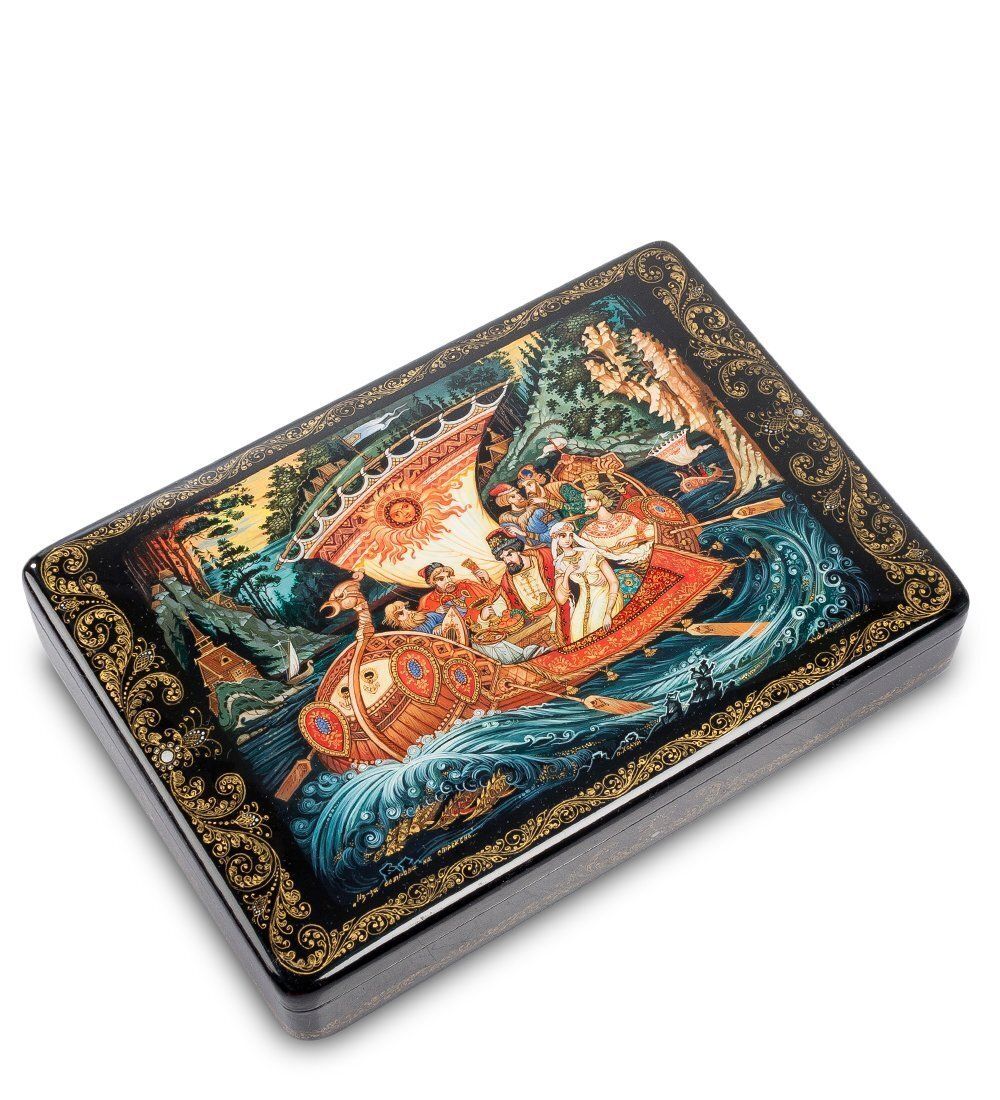 Народные промыслы ШК-30/ 54 Шкатулка «Из-за острова на стрежень..» худ. Романова Е.