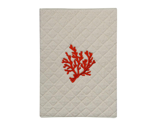 Коврик для ванной 60х90 Old Florence Corallo бежевый с коралловой вышивкой
